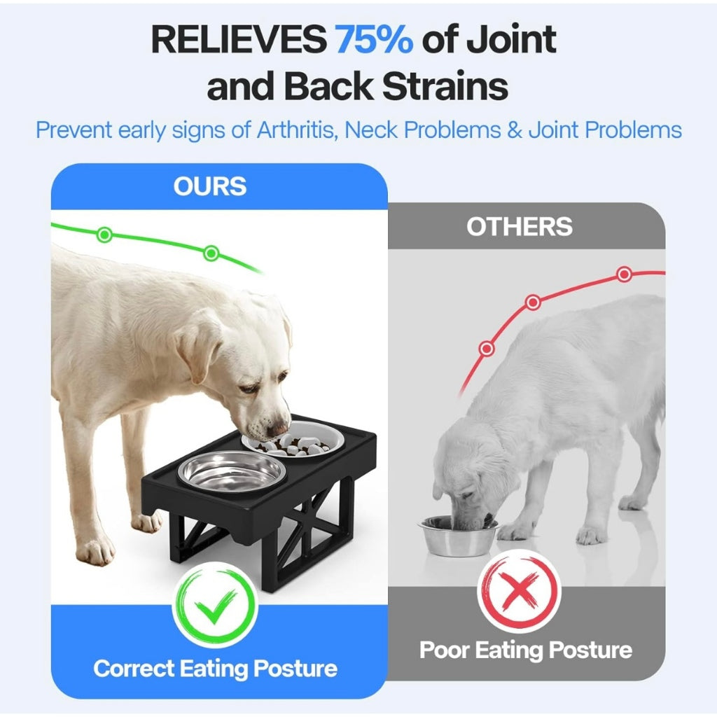 Raised Dog Food & Water Bowls - Ergonomic Design for Pets